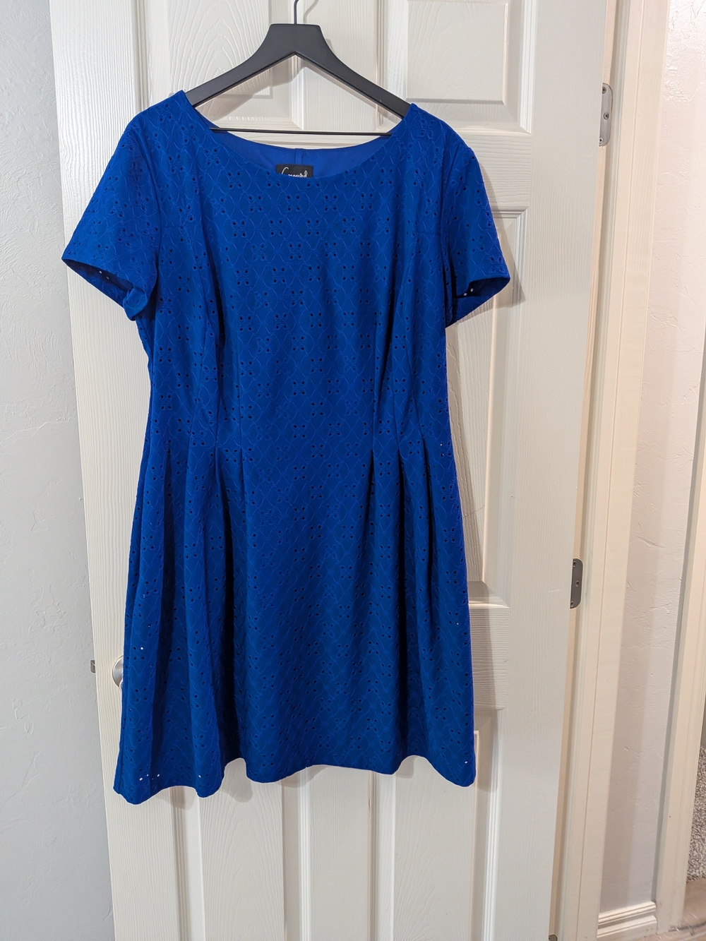 connected apparel Royal Blue Eyelet Fit & Flare Dress